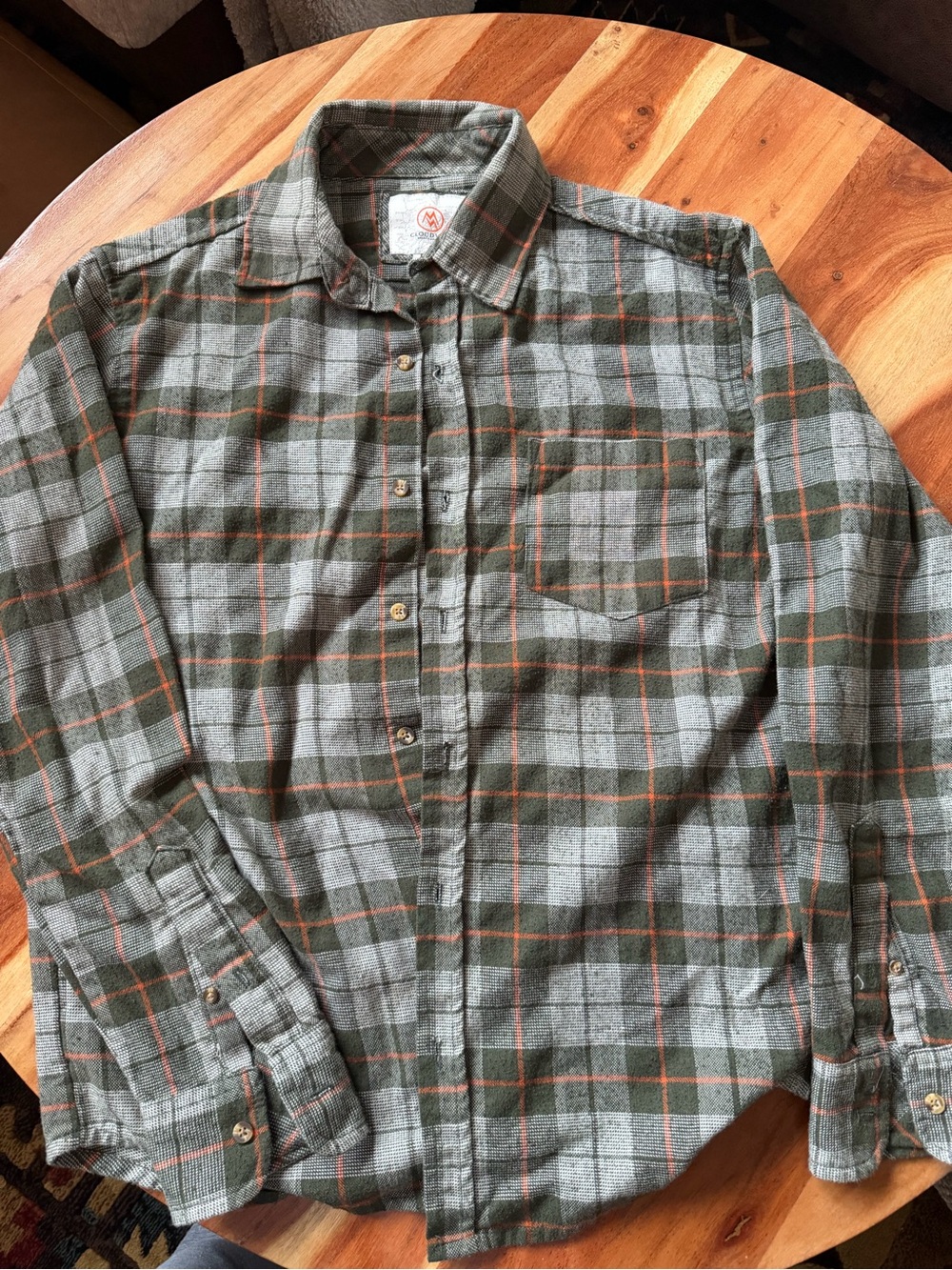Men's Casual Green & Gray Plaid Button-Down Shirt